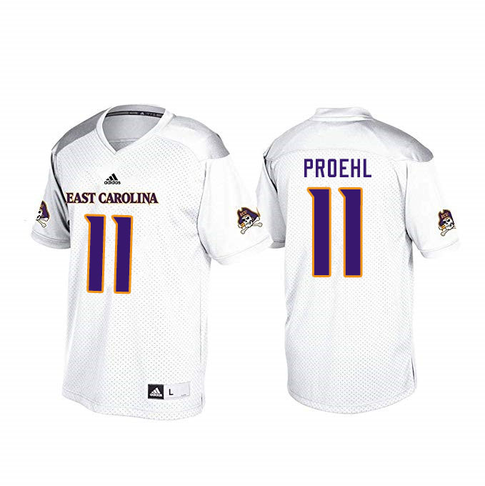 Men #11 Blake Proehl ECU Pirates College Football Jerseys Sale-White